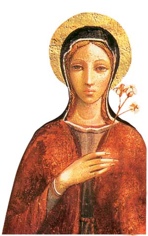 Santa Clara com lírio