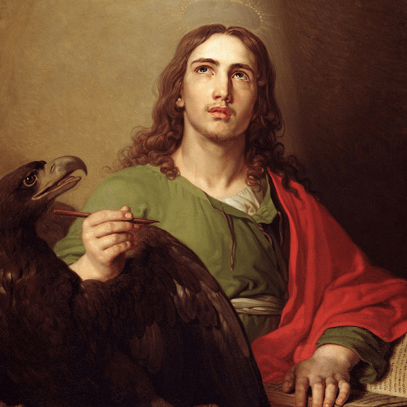 Pintura de São João com a águia