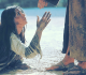 Cena do filme "Paixão de Cristo" onde Madalena estende a mão a Jesus