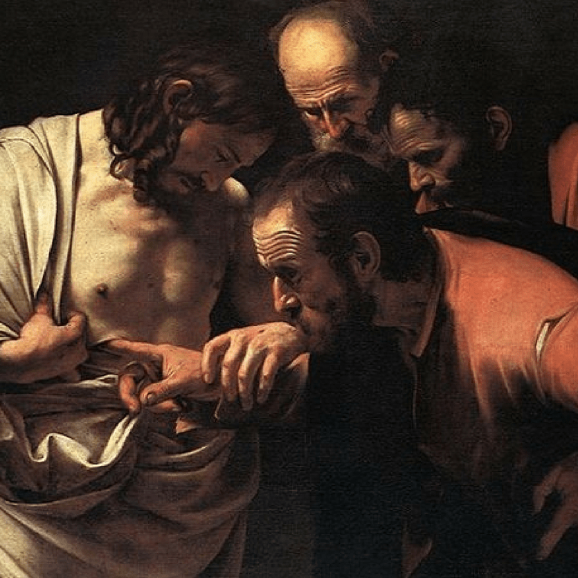 Tomé coloca o dedo na ferida de Cristo. Quadro