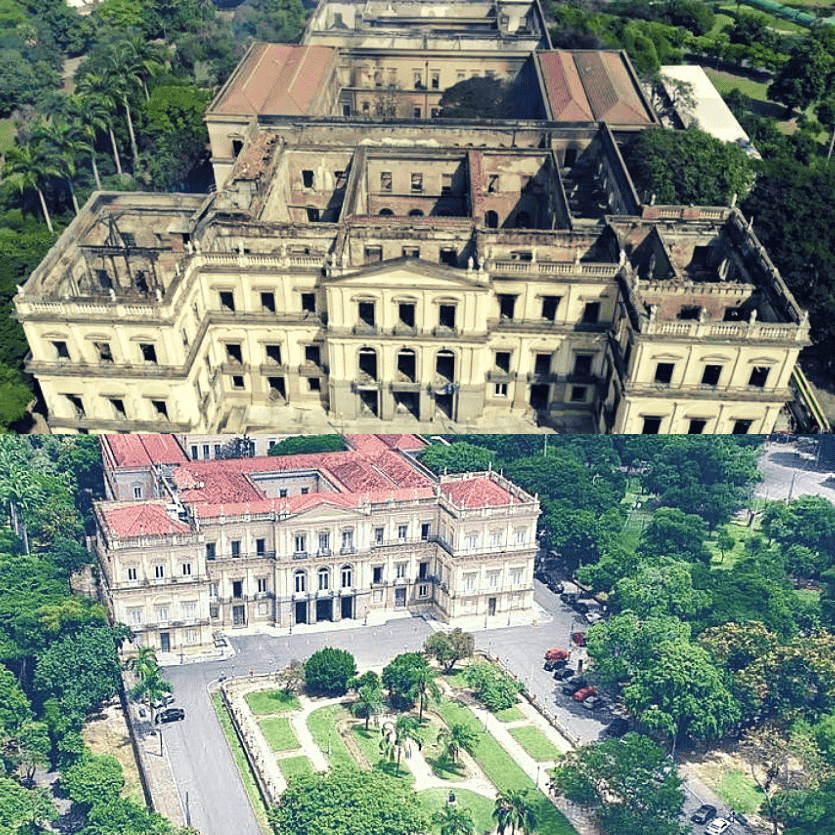 Museu Nacional antes e depois