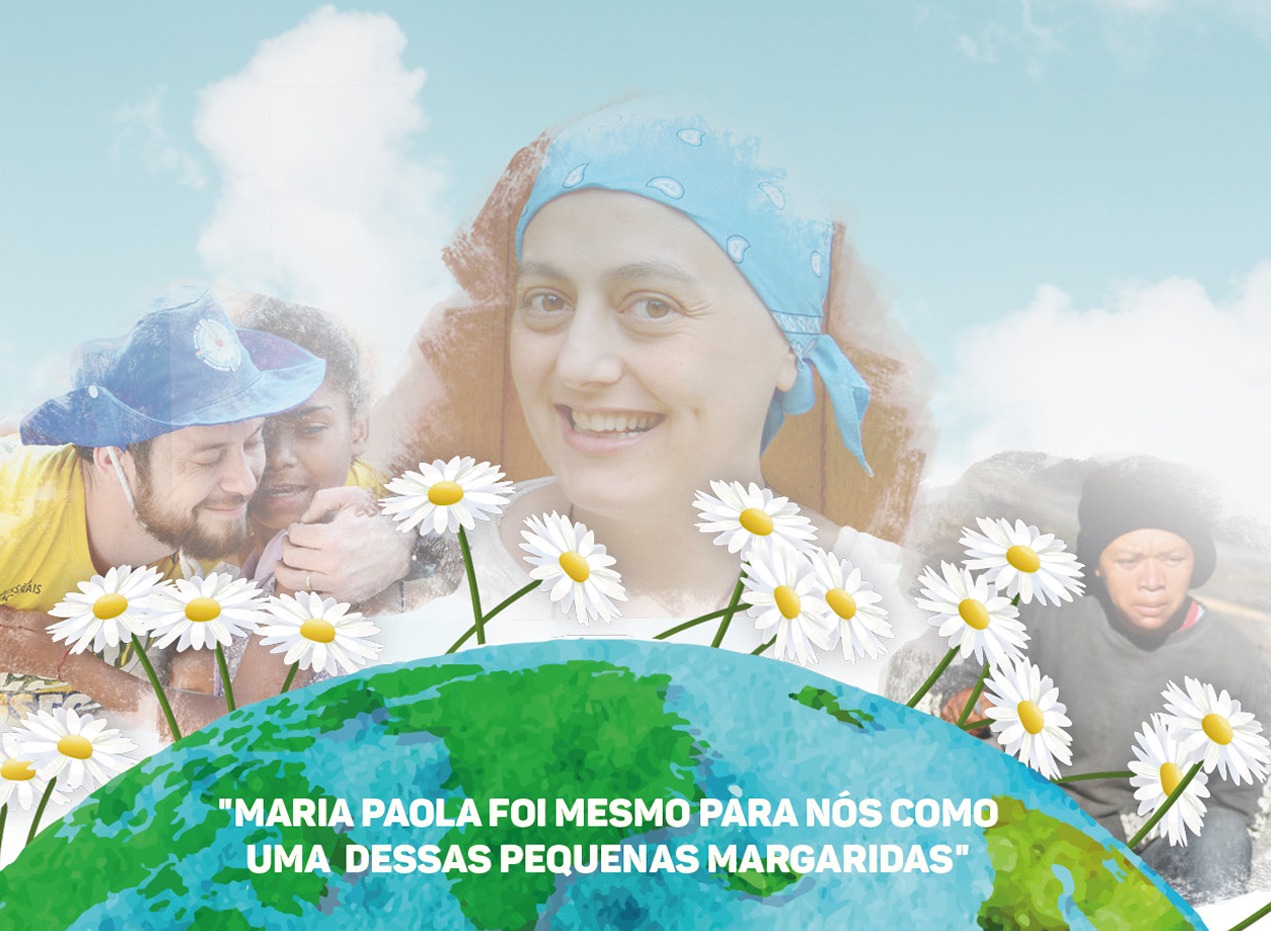 Arte com Maria Paola entre margaridas