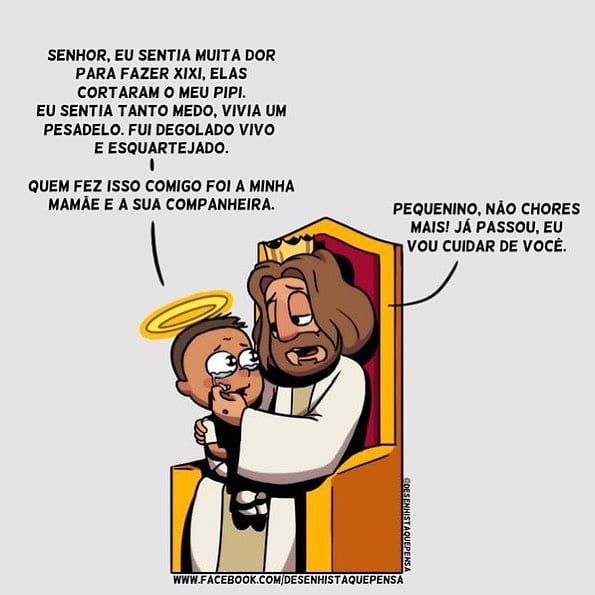 Charge de Jesus acolhendo Rhuan